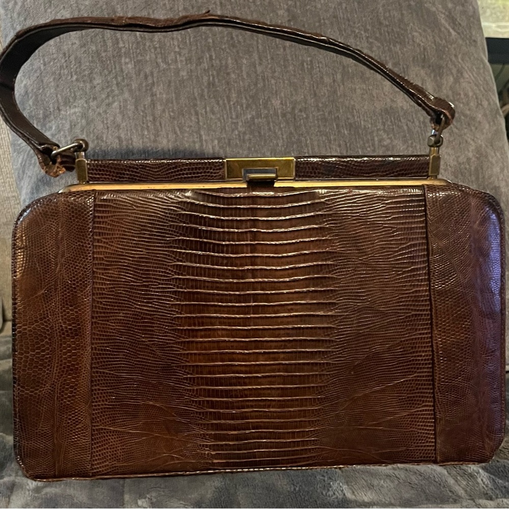 Vintage Brown Textured Shoulder Bag